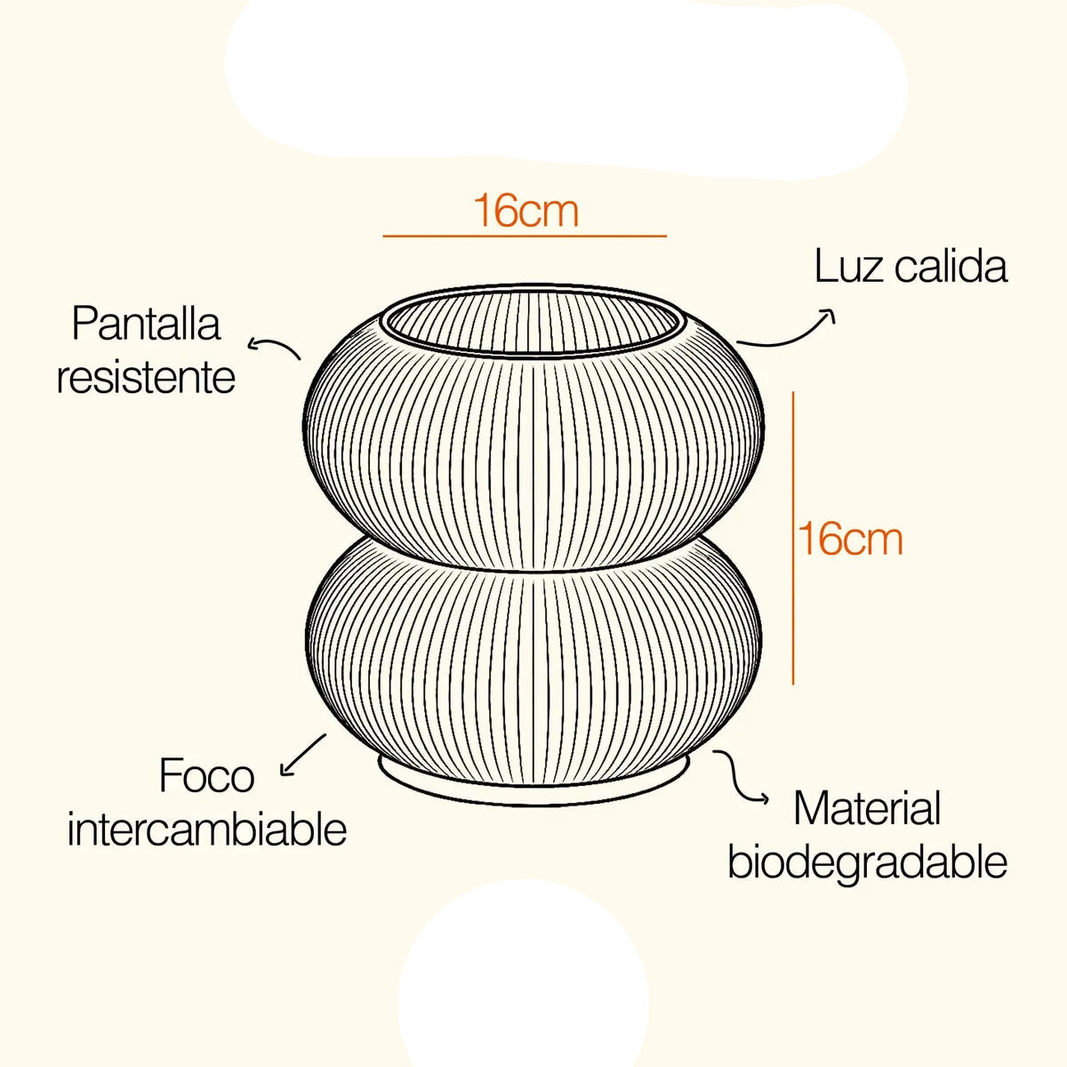 Lampara Velador Nórdico Luz Cálida | Lámpara de Mesa Esférica Moderna para Dormitorio y Living