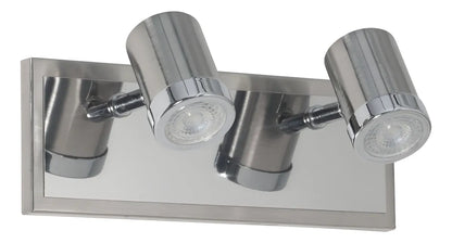 Aplique Pared Baño Moderno 2 Luces GU10 Apto LED Aluminio Plateado Bidireccional Espejo Tocador Decorativo