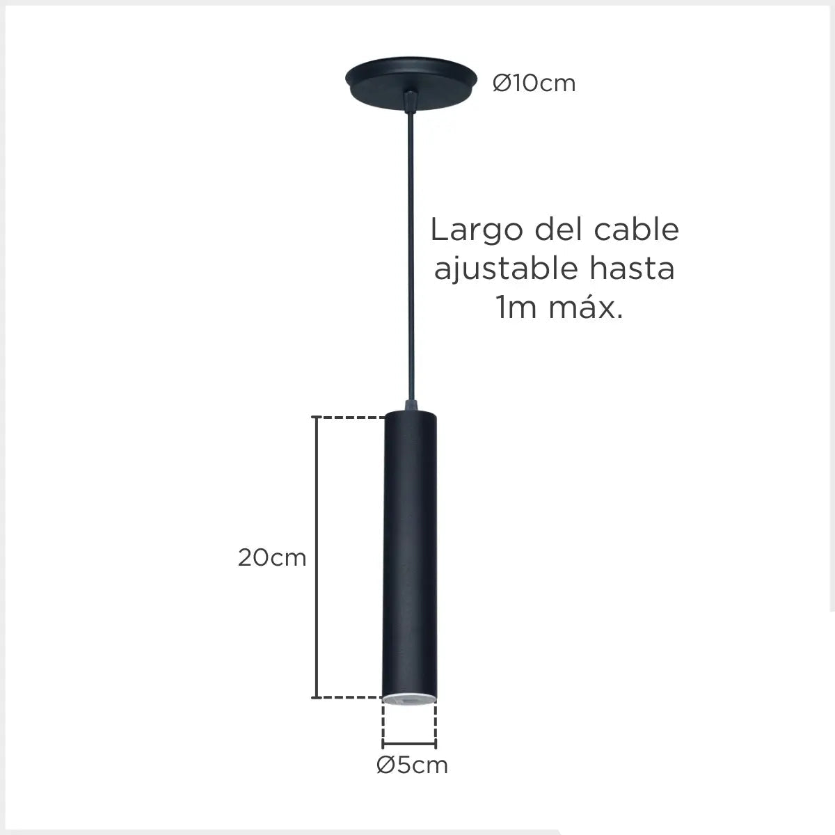 Lámpara Colgante Tubo LED Moderna Negra E27 Cocina Living Comedor Cocina Oficina Incluye Lampara