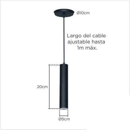 Lámpara Colgante Tubo LED Moderna Negra E27 Cocina Living Comedor Cocina Oficina Incluye Lampara