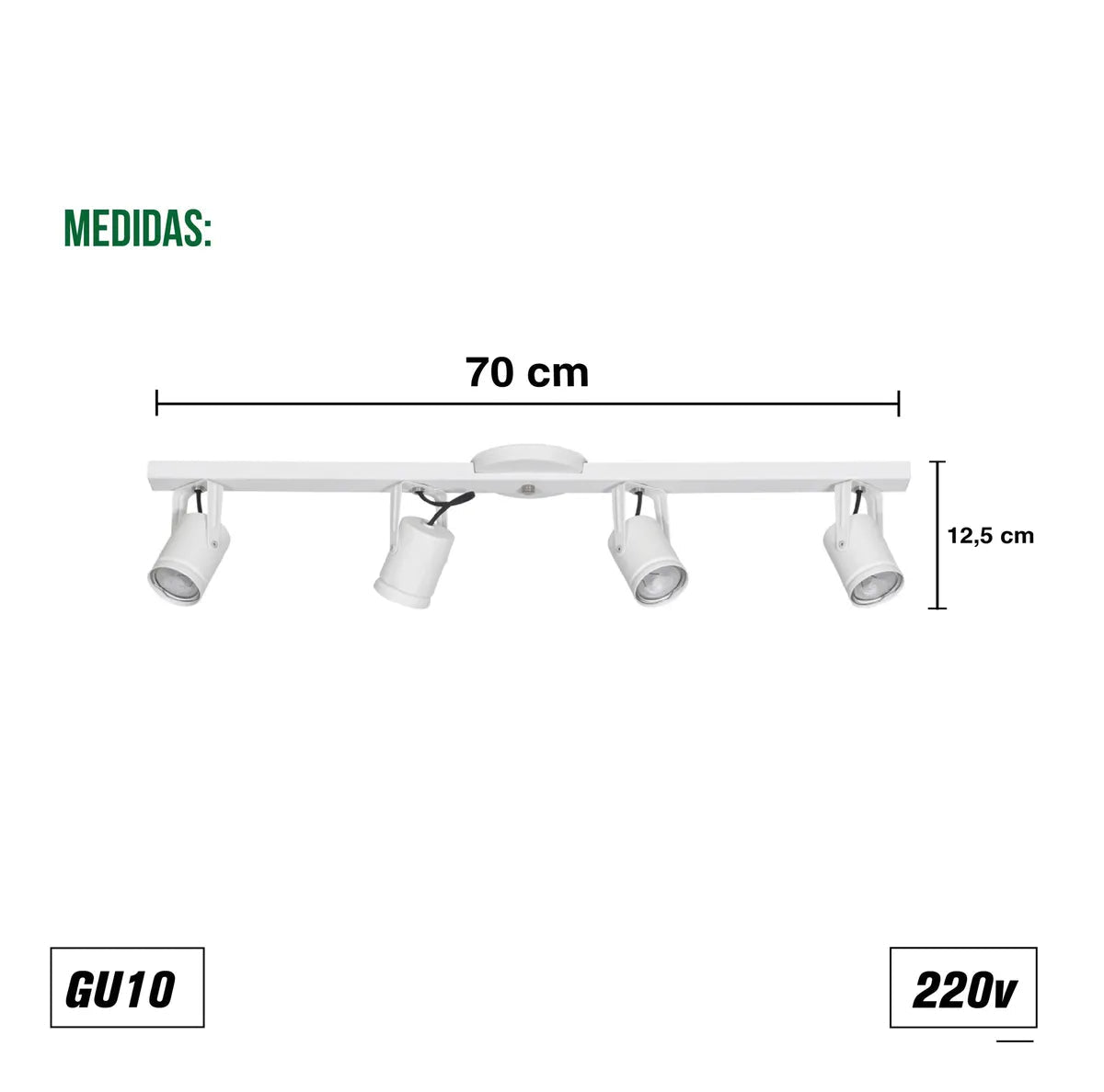 Lamparas de Techo Aplique Barral 4 Luces LED con Dicroicas Incluidas | Luces Moderno Direccionable para Cocina, Living y Comedor