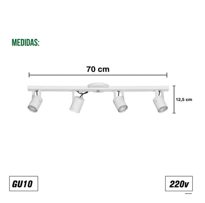 Lamparas de Techo Aplique Barral 4 Luces LED con Dicroicas Incluidas | Luces Moderno Direccionable para Cocina, Living y Comedor
