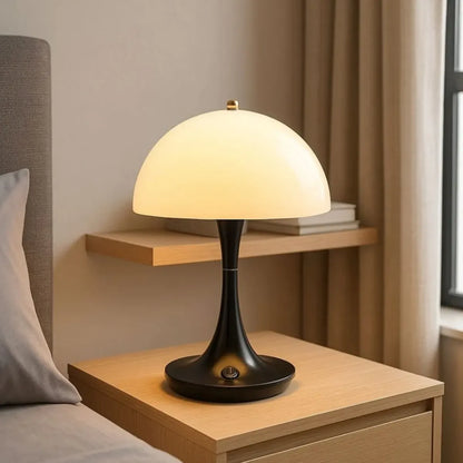 Lampara Velador LED Hongo Recargable USB con Luz Fría, Cálida y Neutra | Lámpara de Mesa Inalámbrica Regulable Moderna