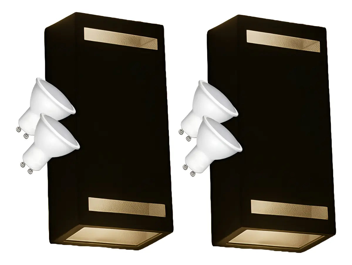 Luces Aplique Pared Exterior Bidireccional Pack Lamparas LED GU10 Luz Fría/Cálida Moderno Negro Exterior Interior Patio Entrada