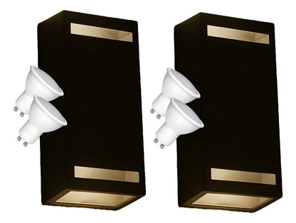 Luces Aplique Pared Exterior Bidireccional Pack Lamparas LED GU10 Luz Fría/Cálida Moderno Negro Exterior Interior Patio Entrada