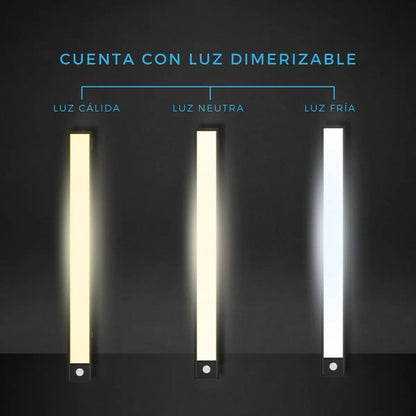 Barra luz LED con Sensor de Movimiento y Dimmer | Luz Bajo Alacena Inalámbrica para Cocina, Placard y Escritorio