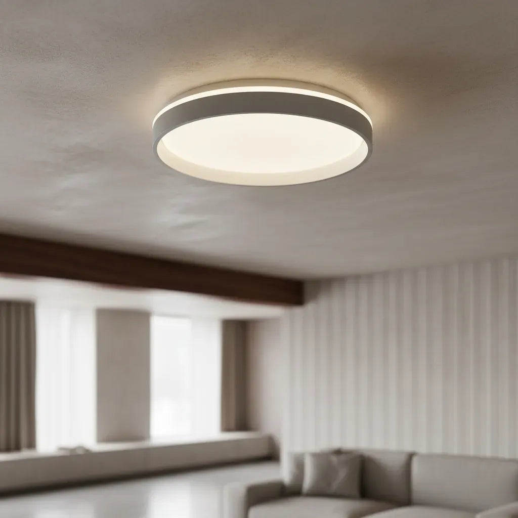Lampara de Techo Plafón Led  Redondo Negro Luz Fría Cálida Neutra Aplique Techo Moderno 38cm LED Integrado Decoración Living Cocina Dormitorio