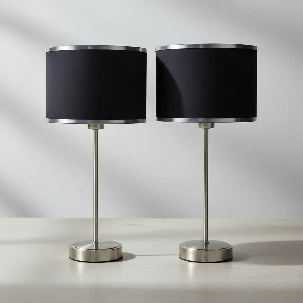Veladores Modernos Mesa De Luz Dormitorio Cromado LED E27 Lamparas De Mesa Decorativas Living Diseño