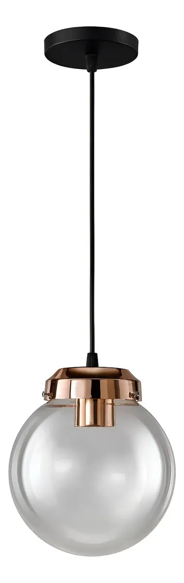Lámpara Colgante Globo Vidrio Transparente E27 LED Moderna Cocina Isla Barra Living Comedor Dormitorio Cobre