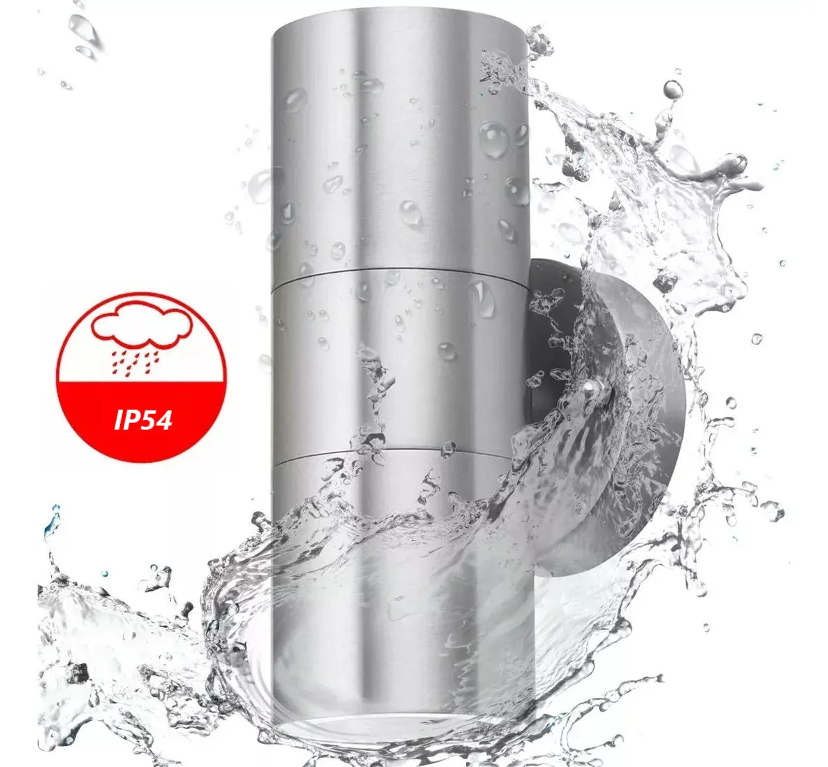 Lampara Aplique Exterior Bidireccional Acero Inoxidable Pared Moderno Interior Exterior Plateado Decorativo Patio Entrada