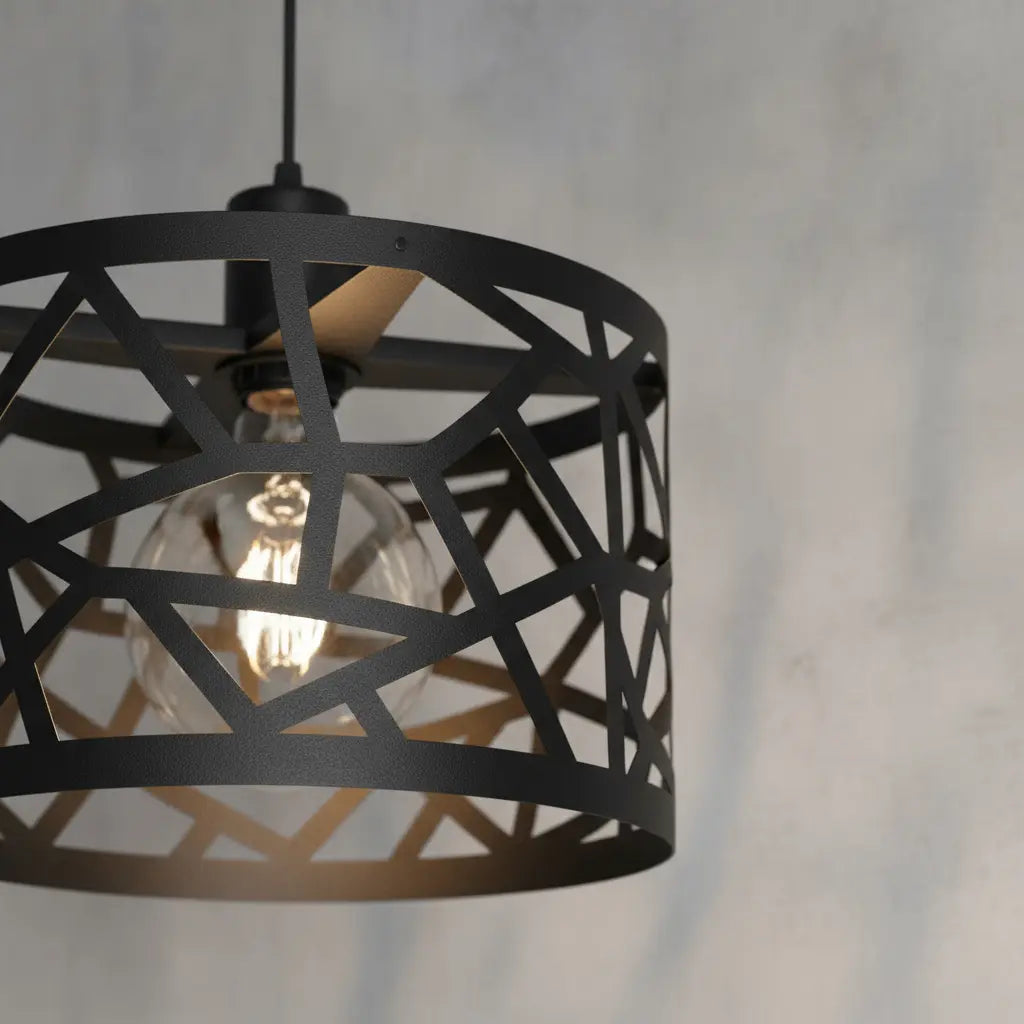 Lámpara Colgante Techo Metal Negro Apto LED Cocina Comedor Living Industrial Moderna