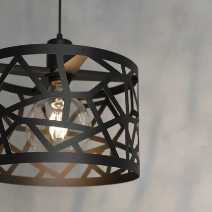 Lámpara Colgante Techo Metal Negro Apto LED Cocina Comedor Living Industrial Moderna
