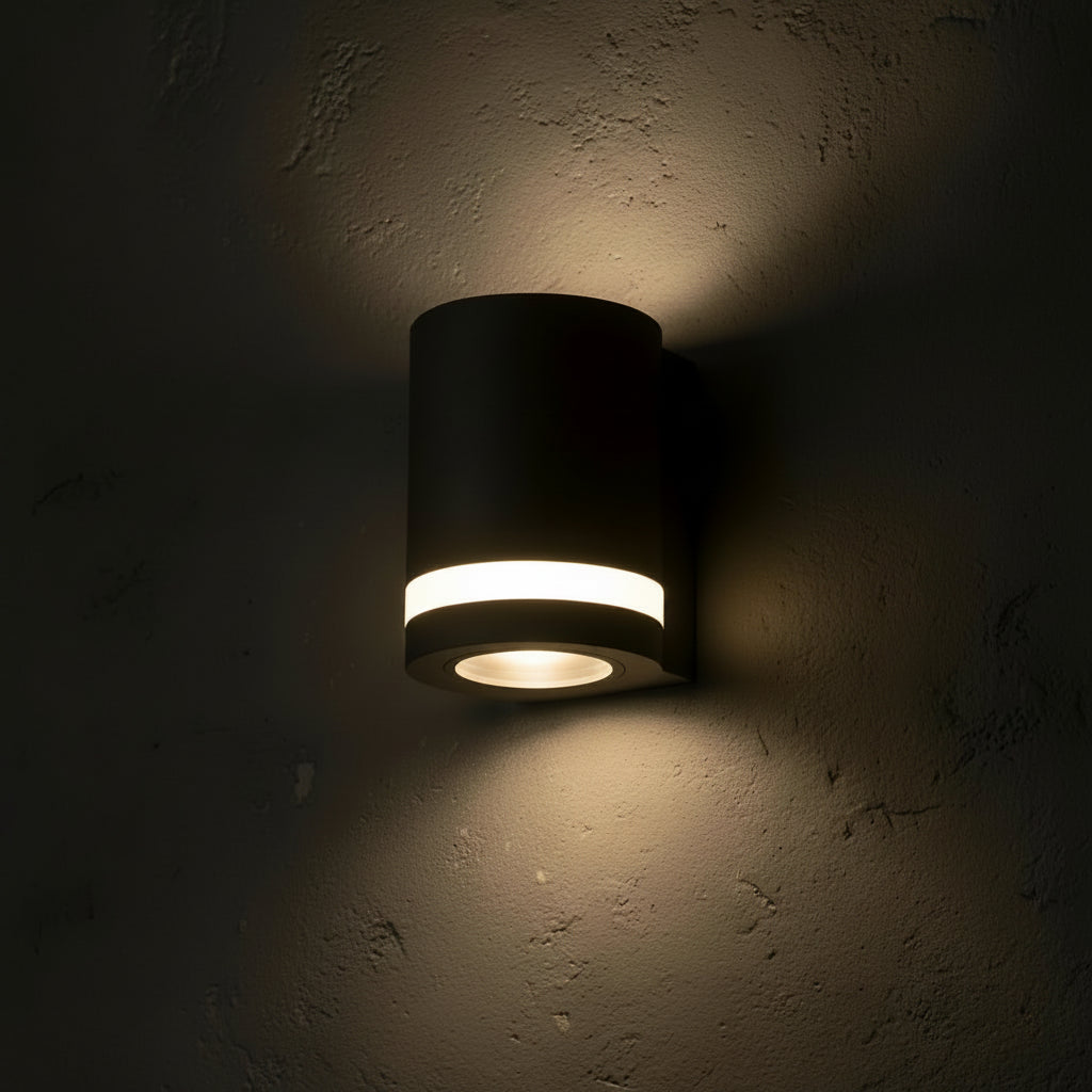Lampara Aplique Pared Exterior LED Unidireccional Negro GU10 Moderno Fachada Jardín Patio Galería Interior Exterior Con Lampara Led