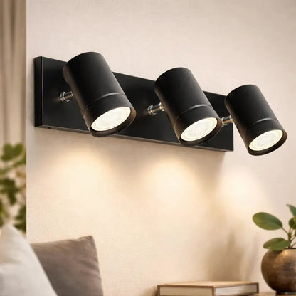 Luces Para Baño Aplique Pared Spot 3 Luces GU10 Movible Moderno Negro Para Baño Cocina Living Dormitorio O Pared