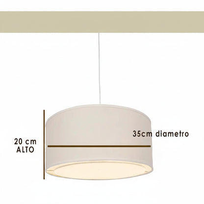 Lámpara Colgante Pantalla Tela Cruda 35cm E27 Apto LED Living Comedor Cocina Dormitorio Techo Moderno