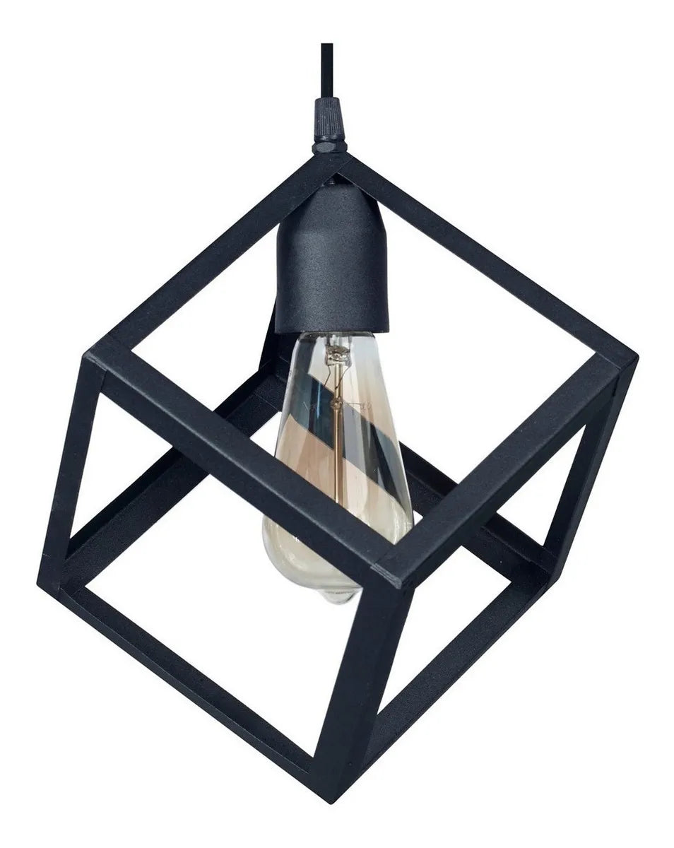Lámpara Colgante Techo Negra Estilo Jaula | Aplique Moderno Industrial para Cocina, Comedor y Living