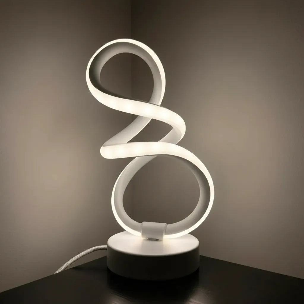Lampara Velador LED Moderno Diseño De 8 USB | Lámpara de Mesa para Dormitorio, Escritorio y Mesa de Luz