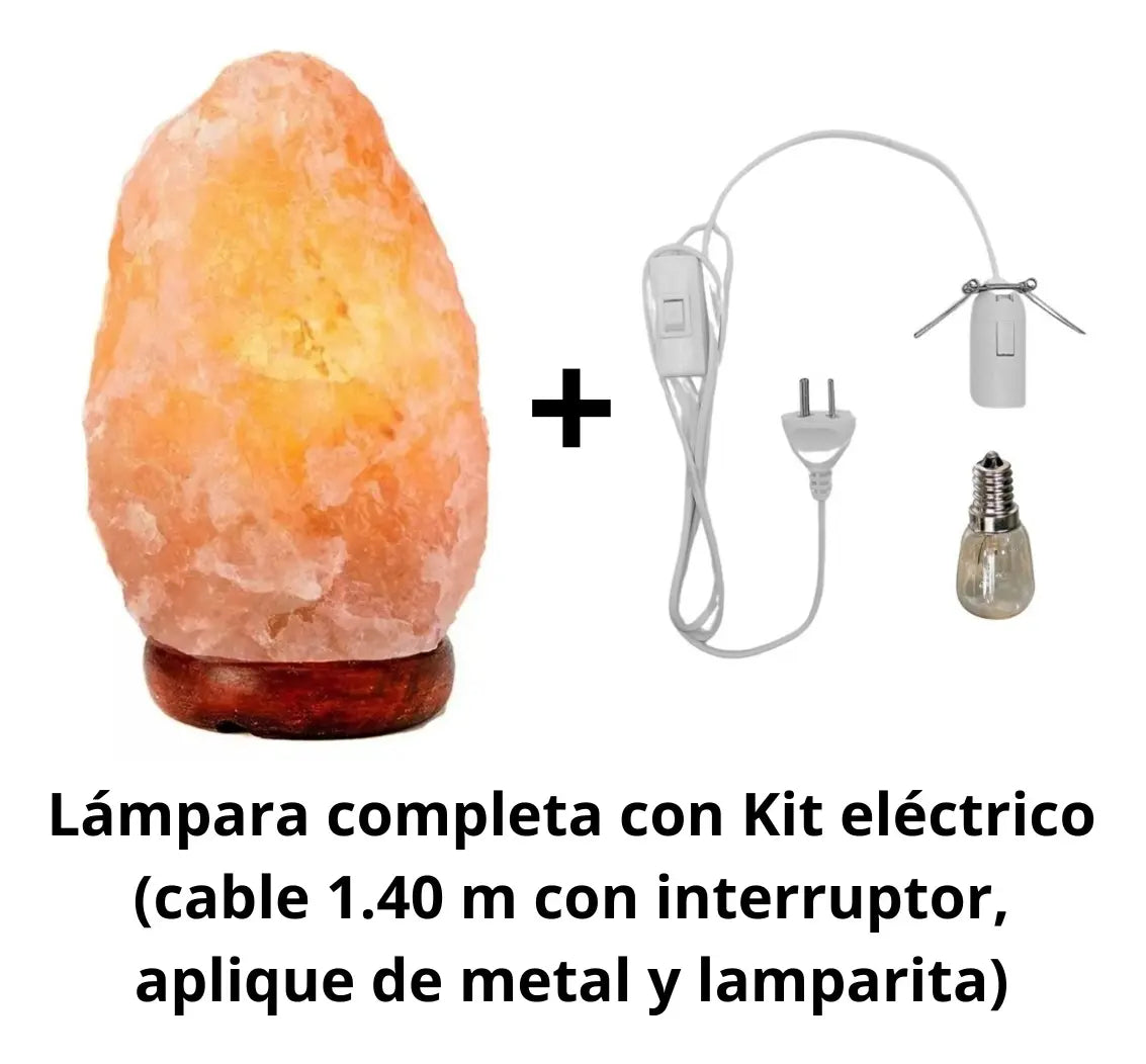 Lámpara Piedra De Sal Del Himalaya Natural Luz Relax Feng Shui Velador Decorativo Con Base De Madera