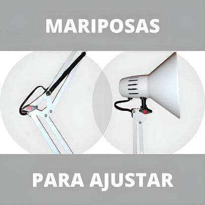 Lámpara De Escritorio Led Brazo Articulado Con Pinza E27 Negra Velador Oficina Estudio Lectura