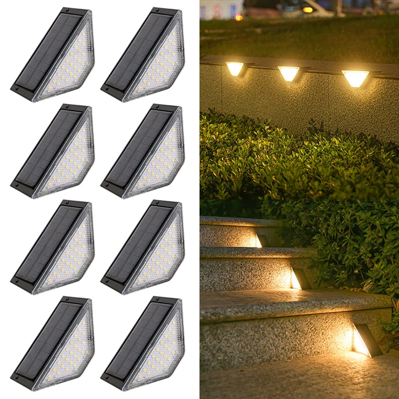 Luces Solares LED para Escaleras y Jardín Pack x8 Iluminación Exterior Impermeable para Patio, Deck y Camino, Farolas